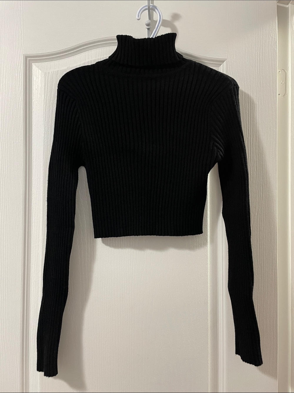 Cropped Turtleneck Knit Sweater